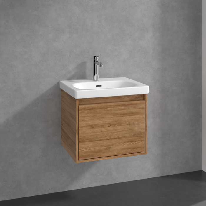 Villeroy & Boch Skyla 550mm Wall Hung Vanity Unit Kansas Oak & Washbasin