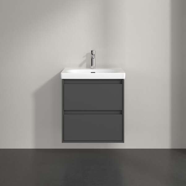 Villeroy & Boch Skyla 600mm Two Drawer Vanity Unit Graphite & Washbasin
