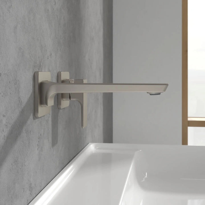 Villeroy & Boch Subway 3.0 Single Lever Wall Mounted Basin Mixer In Brushed Nickel