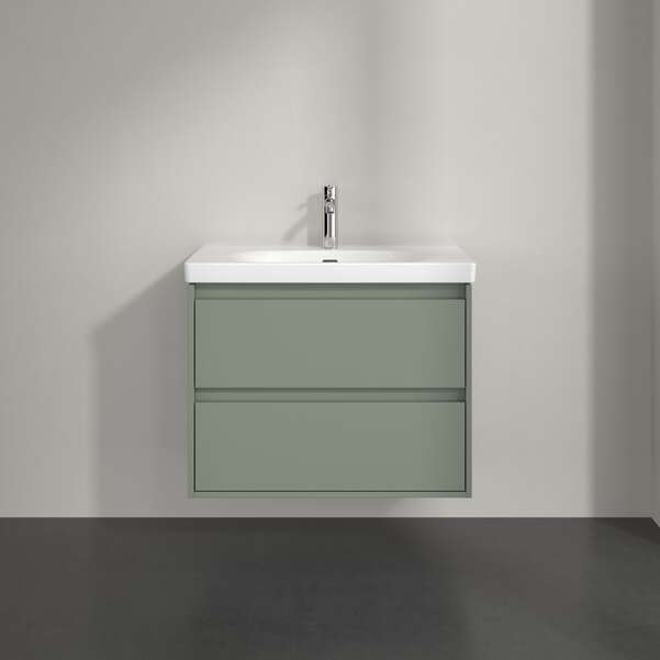 Villeroy & Boch Skyla 800mm Two Drawer Vanity Unit Soft Green & Washbasin