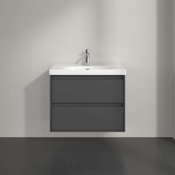 Villeroy & Boch Skyla 800mm Two Drawer Vanity Unit Graphite & Washbasin