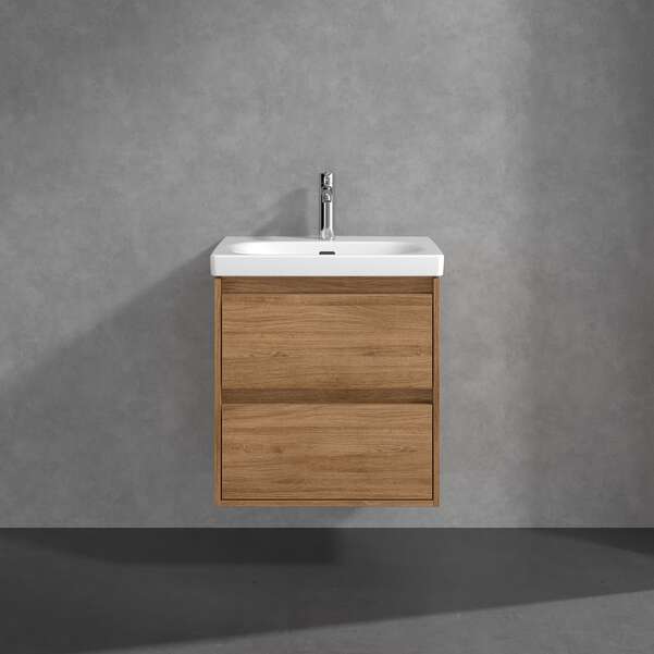 Villeroy & Boch Skyla 600mm Two Drawer Vanity Unit Kansas Oak & Washbasin