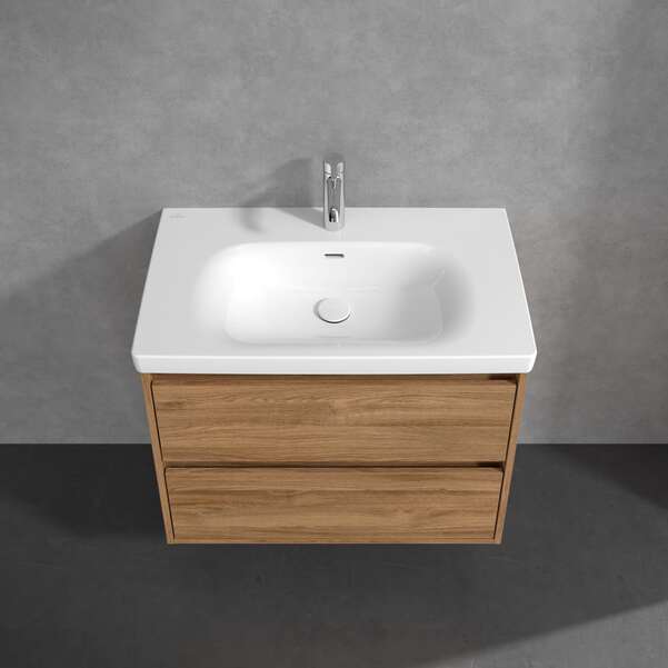Villeroy & Boch Skyla 800mm Two Drawer Vanity Unit Kansas Oak & Washbasin