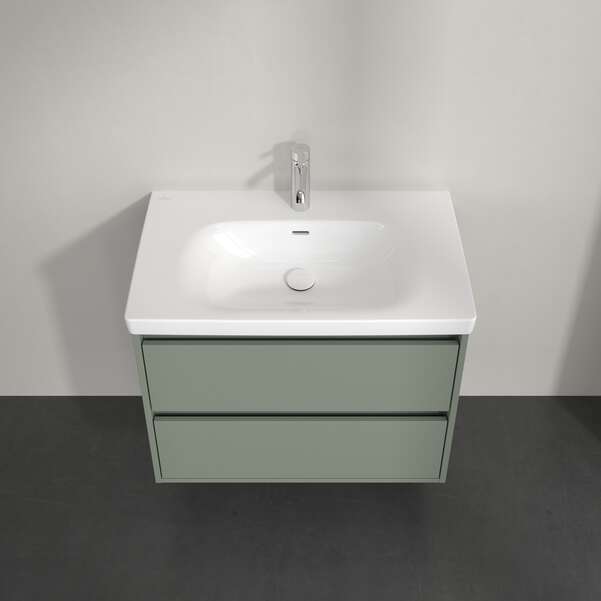 Villeroy & Boch Skyla 800mm Two Drawer Vanity Unit Soft Green & Washbasin