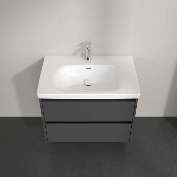 Villeroy & Boch Skyla 800mm Two Drawer Vanity Unit Graphite & Washbasin
