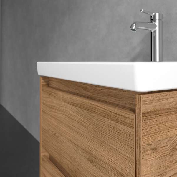 Villeroy & Boch Skyla 600mm Two Drawer Vanity Unit Kansas Oak & Washbasin