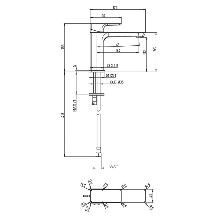 Villeroy & Boch Subway 3.0 Single Lever Basin Mixer In Brushed Nickel