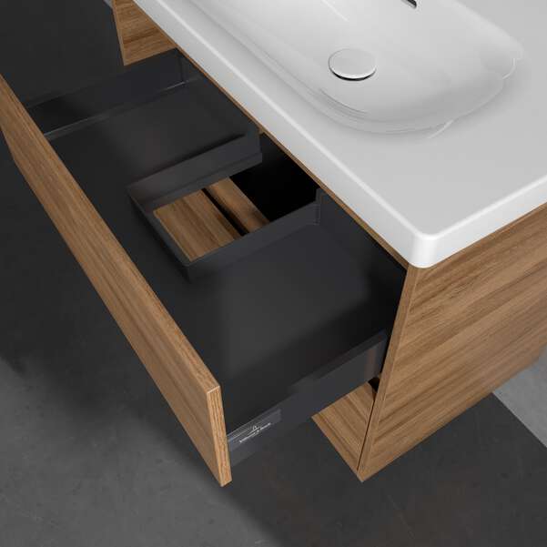Villeroy & Boch Skyla 800mm Two Drawer Vanity Unit Kansas Oak & Washbasin
