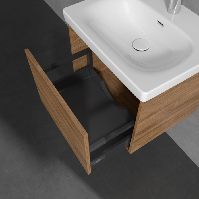Villeroy & Boch Skyla 600mm Wall Hung Vanity Unit Kansas Oak & Washbasin