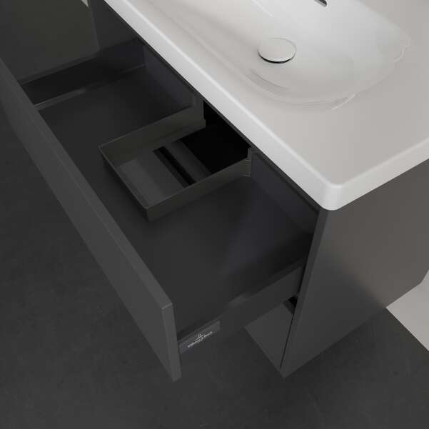 Villeroy & Boch Skyla 800mm Two Drawer Vanity Unit Graphite & Washbasin