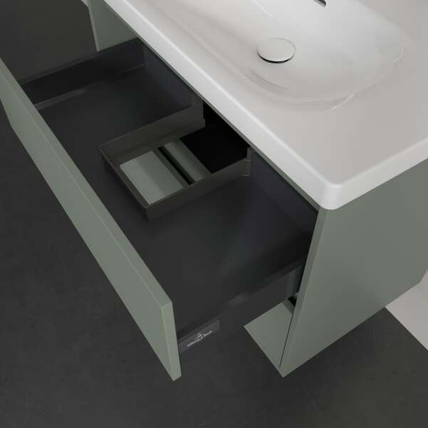 Villeroy & Boch Skyla 800mm Two Drawer Vanity Unit Soft Green & Washbasin