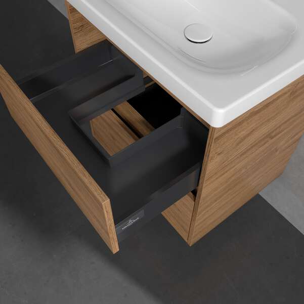 Villeroy & Boch Skyla 600mm Two Drawer Vanity Unit Kansas Oak & Washbasin