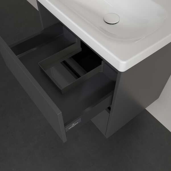 Villeroy & Boch Skyla 600mm Two Drawer Vanity Unit Graphite & Washbasin