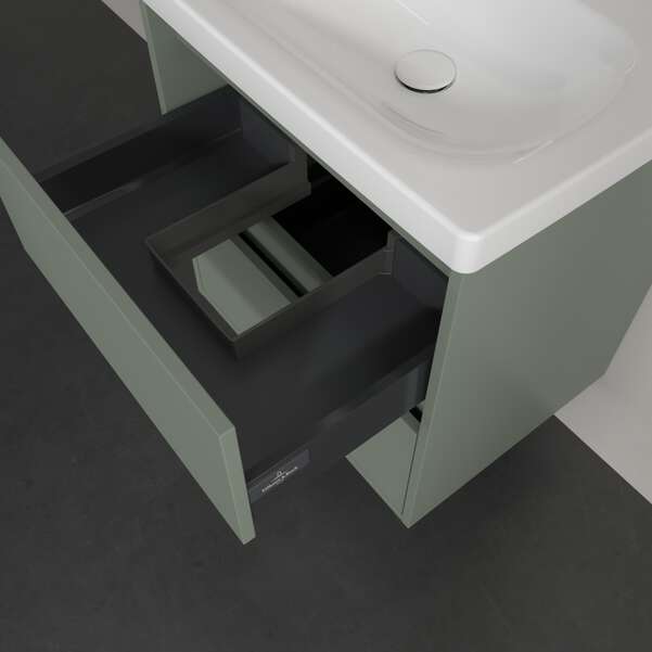 Villeroy & Boch Skyla 600mm Two Drawer Vanity Unit Soft Green & Washbasin