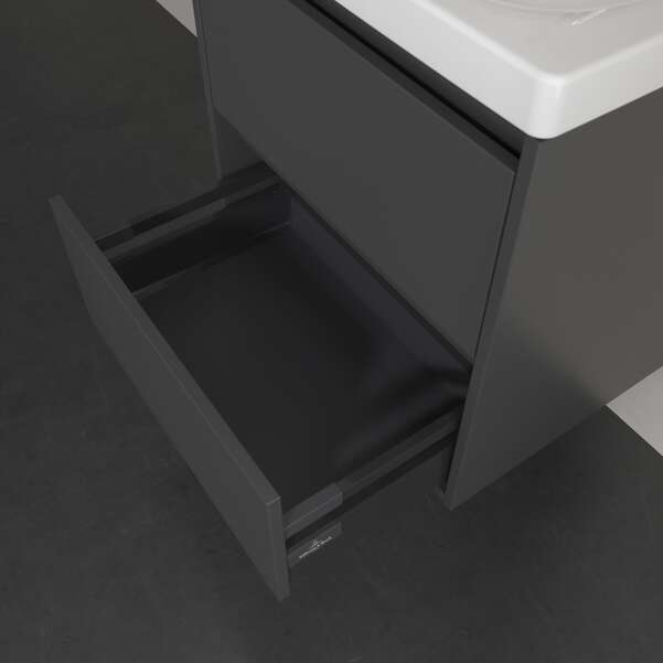 Villeroy & Boch Skyla 600mm Two Drawer Vanity Unit Graphite & Washbasin