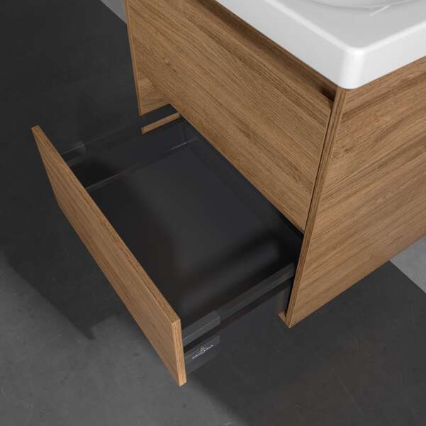 Villeroy & Boch Skyla 600mm Two Drawer Vanity Unit Kansas Oak & Washbasin
