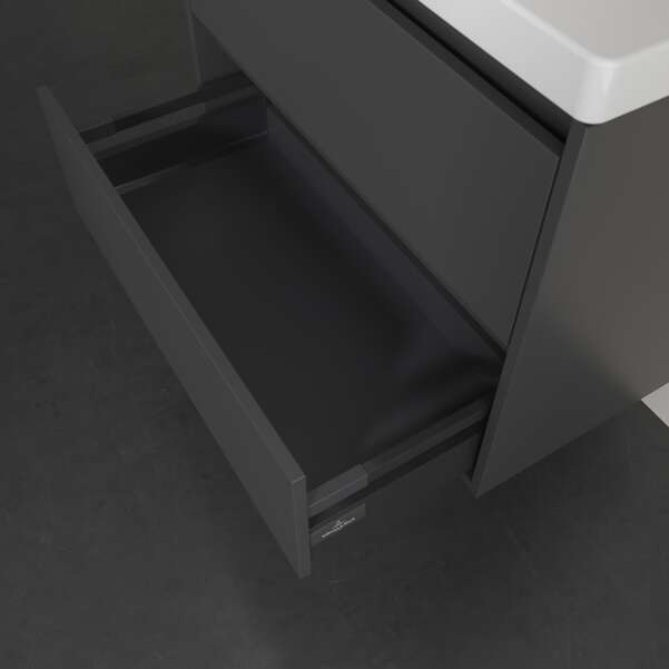 Villeroy & Boch Skyla 800mm Two Drawer Vanity Unit Graphite & Washbasin