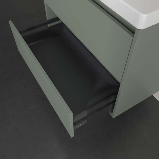 Villeroy & Boch Skyla 800mm Two Drawer Vanity Unit Soft Green & Washbasin