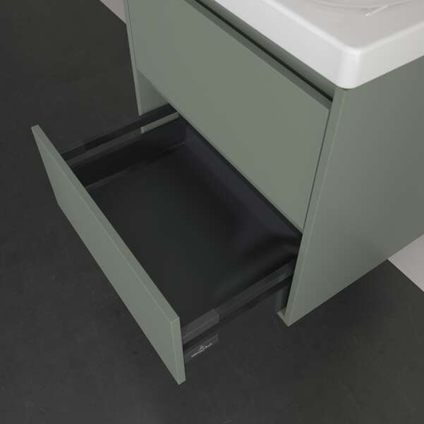 Villeroy & Boch Skyla 600mm Two Drawer Vanity Unit Soft Green & Washbasin