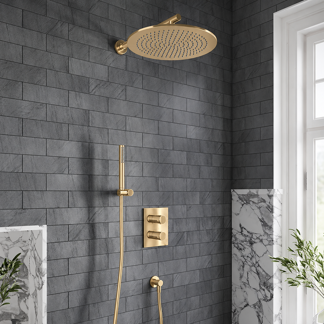 Villeroy & Boch Premium Round Complete Shower Set Brushed Gold