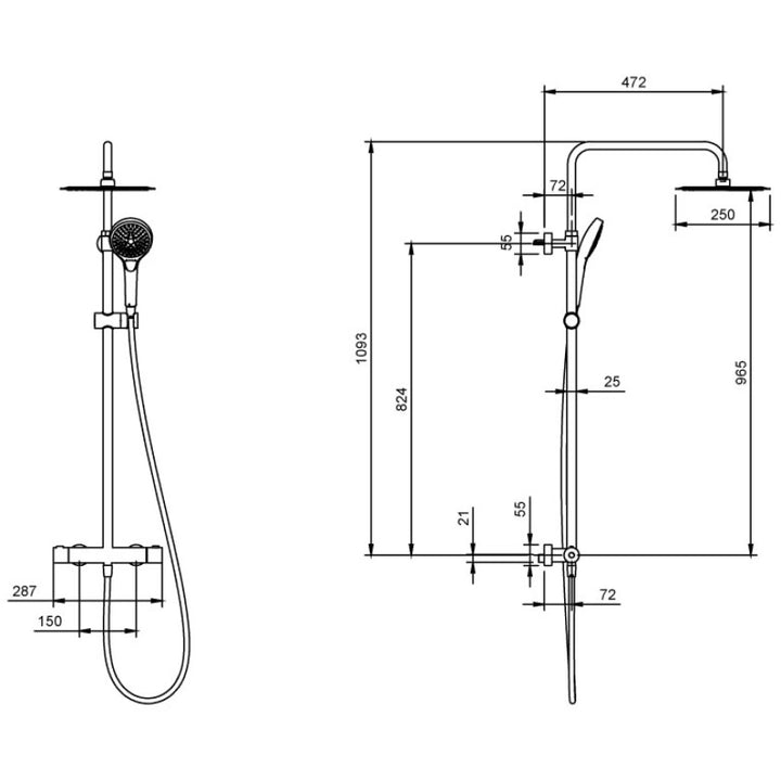 Villeroy & Boch Verve Thermostatic Shower System In Brushed Gold