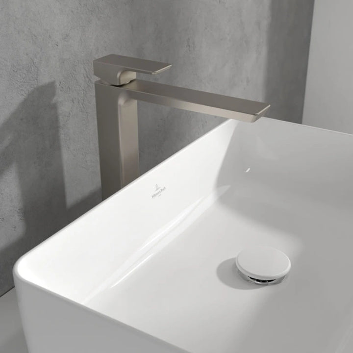 Villeroy & Boch Subway 3.0 Tall Single Lever Basin Mixer In Brushed Nickel