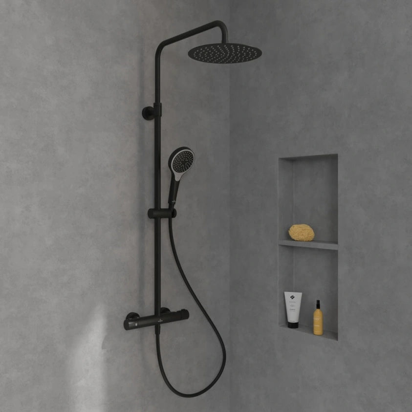 Villeroy & Boch Verve Thermostatic Shower System In Matt Black