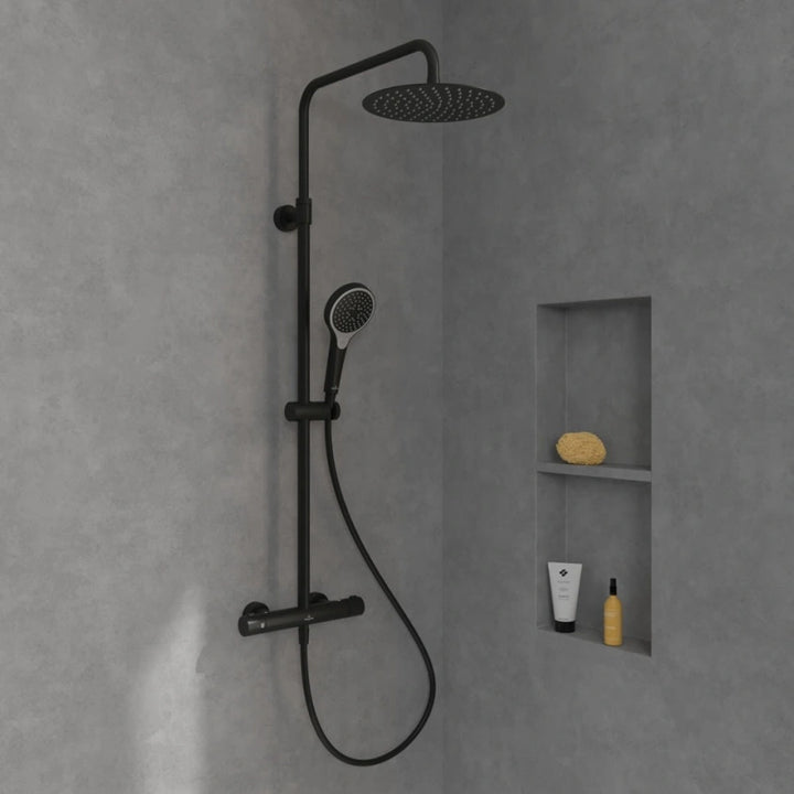 Villeroy & Boch Verve Thermostatic Shower System In Matt Black
