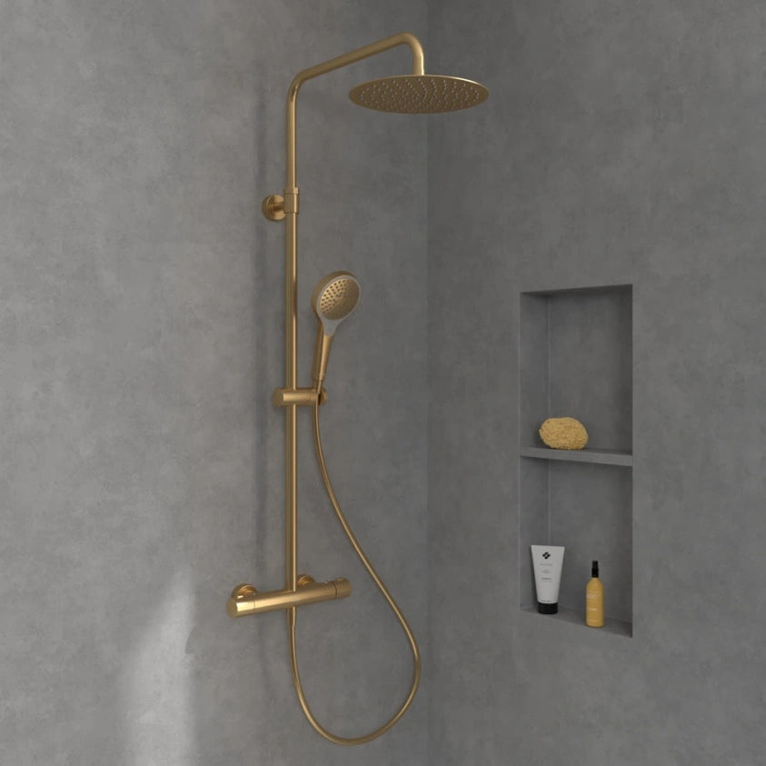 Villeroy & Boch Verve Thermostatic Shower System In Brushed Gold