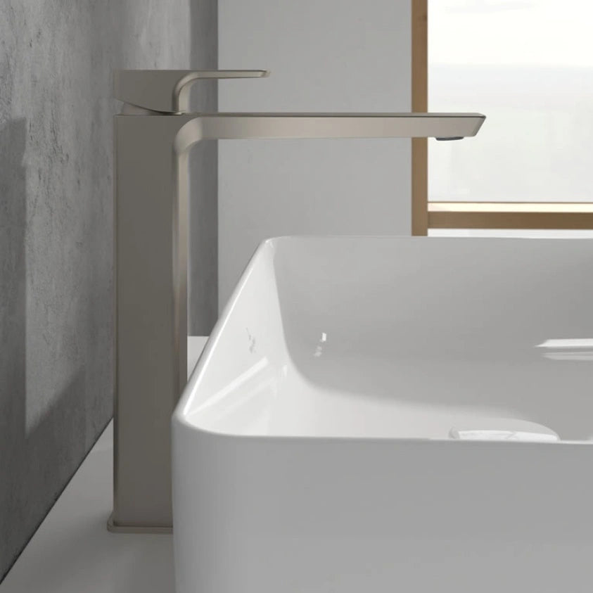 Villeroy & Boch Subway 3.0 Tall Single Lever Basin Mixer In Brushed Nickel