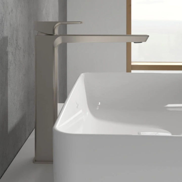 Villeroy & Boch Subway 3.0 Tall Single Lever Basin Mixer In Brushed Nickel