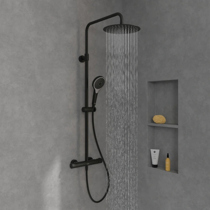 Villeroy & Boch Verve Thermostatic Shower System In Matt Black
