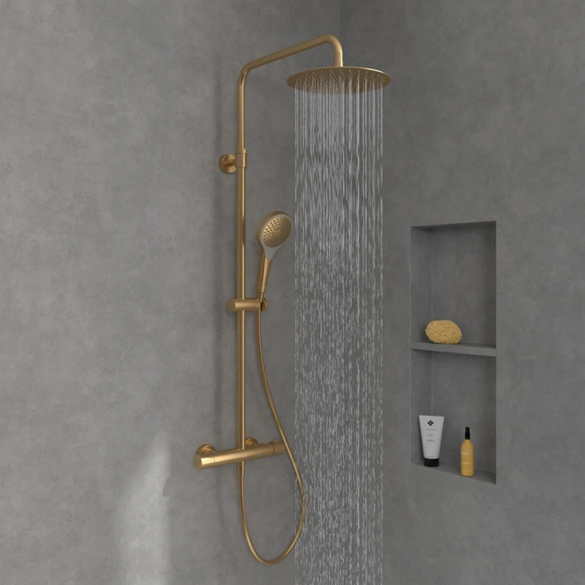 Villeroy & Boch Verve Thermostatic Shower System In Brushed Gold