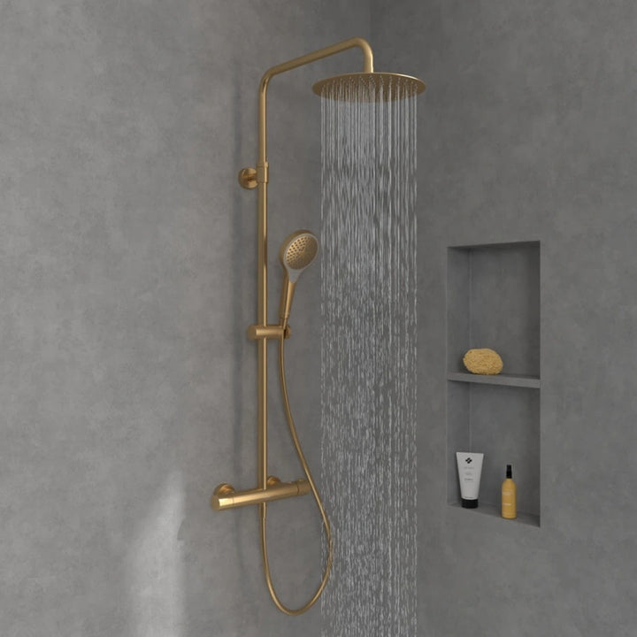 Villeroy & Boch Verve Thermostatic Shower System In Brushed Gold