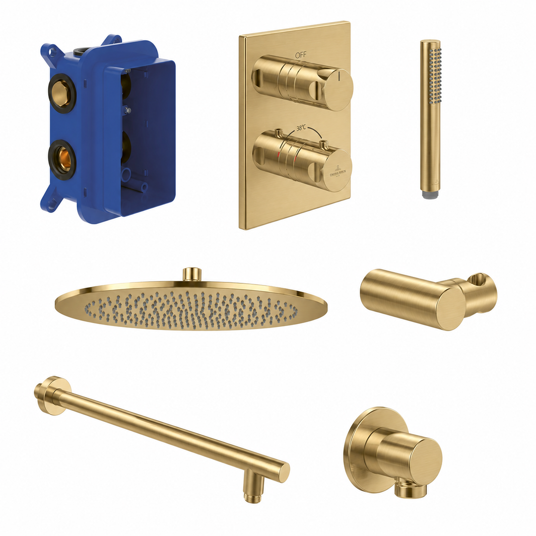Villeroy & Boch Premium Round Complete Shower Set Brushed Gold