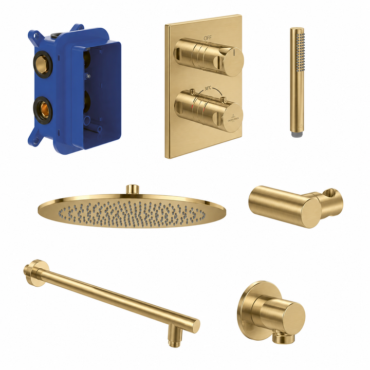 Villeroy & Boch Premium Round Complete Shower Set Brushed Gold