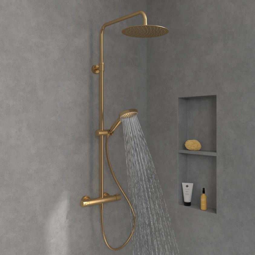 Villeroy & Boch Verve Thermostatic Shower System In Brushed Gold