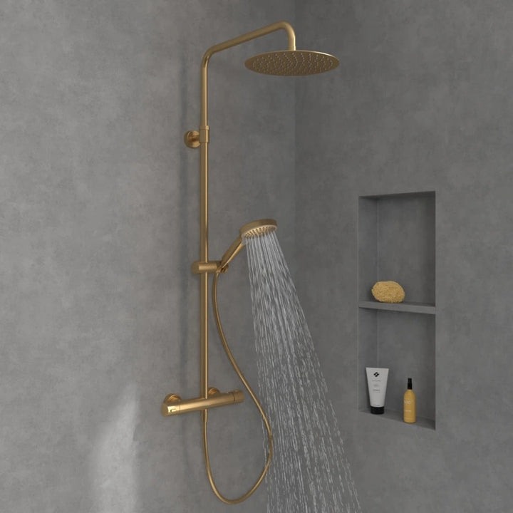 Villeroy & Boch Verve Thermostatic Shower System In Brushed Gold