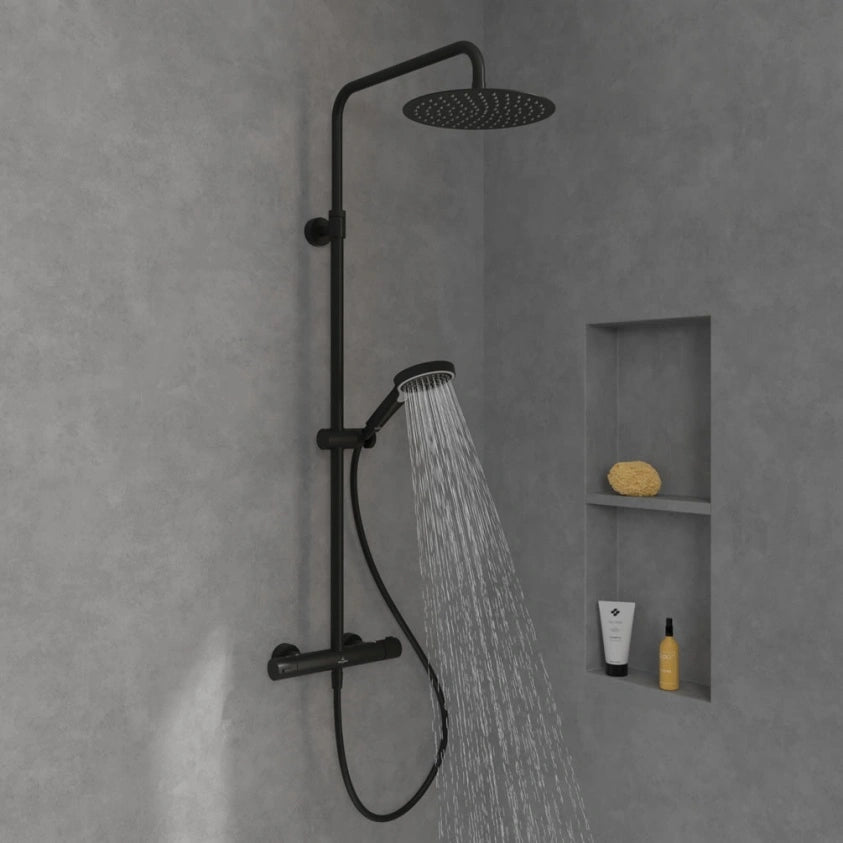 Villeroy & Boch Verve Thermostatic Shower System In Matt Black