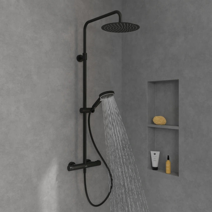 Villeroy & Boch Verve Thermostatic Shower System In Matt Black