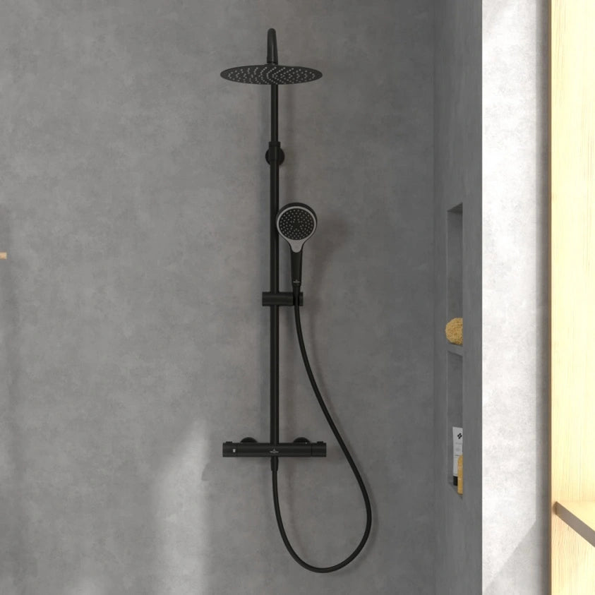 Villeroy & Boch Verve Thermostatic Shower System In Matt Black