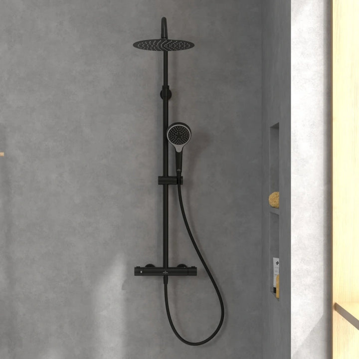 Villeroy & Boch Verve Thermostatic Shower System In Matt Black