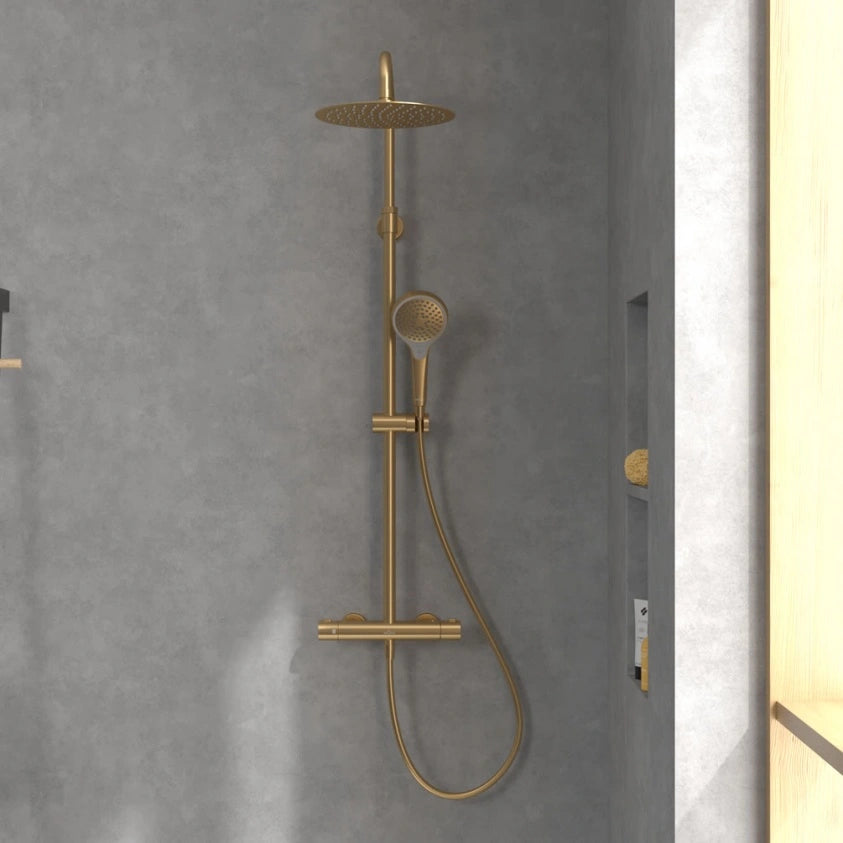Villeroy & Boch Verve Thermostatic Shower System In Brushed Gold