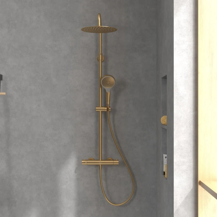 Villeroy & Boch Verve Thermostatic Shower System In Brushed Gold
