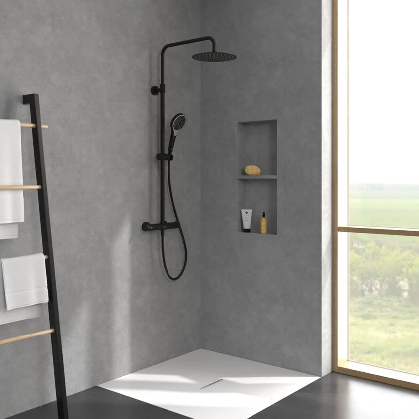 Villeroy & Boch Verve Thermostatic Shower System In Matt Black