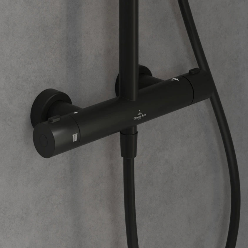 Villeroy & Boch Verve Thermostatic Shower System In Matt Black