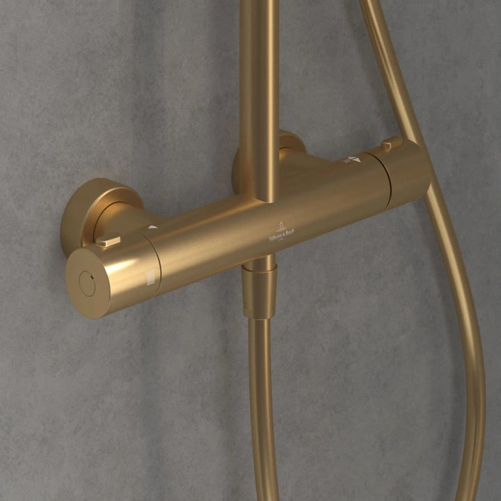 Villeroy & Boch Verve Thermostatic Shower System In Brushed Gold