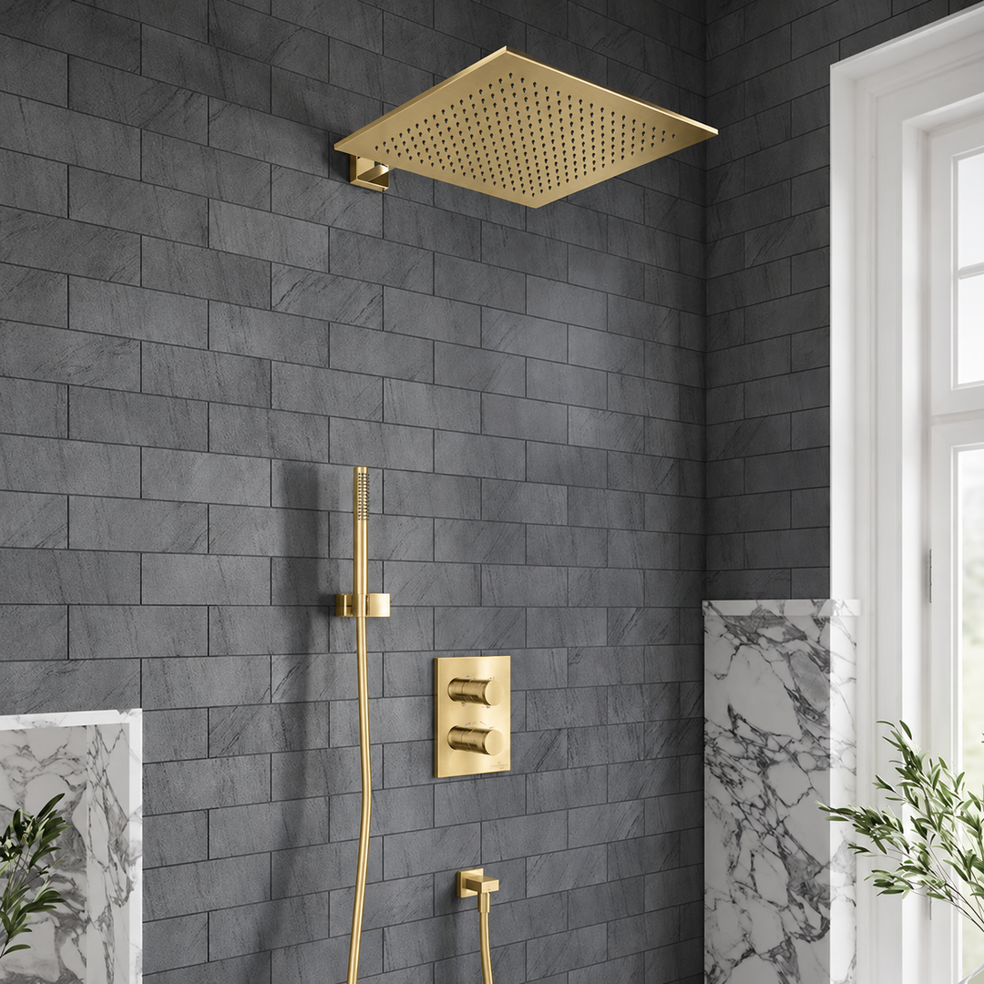 Villeroy & Boch Premium Square Complete Shower Set Brushed Gold