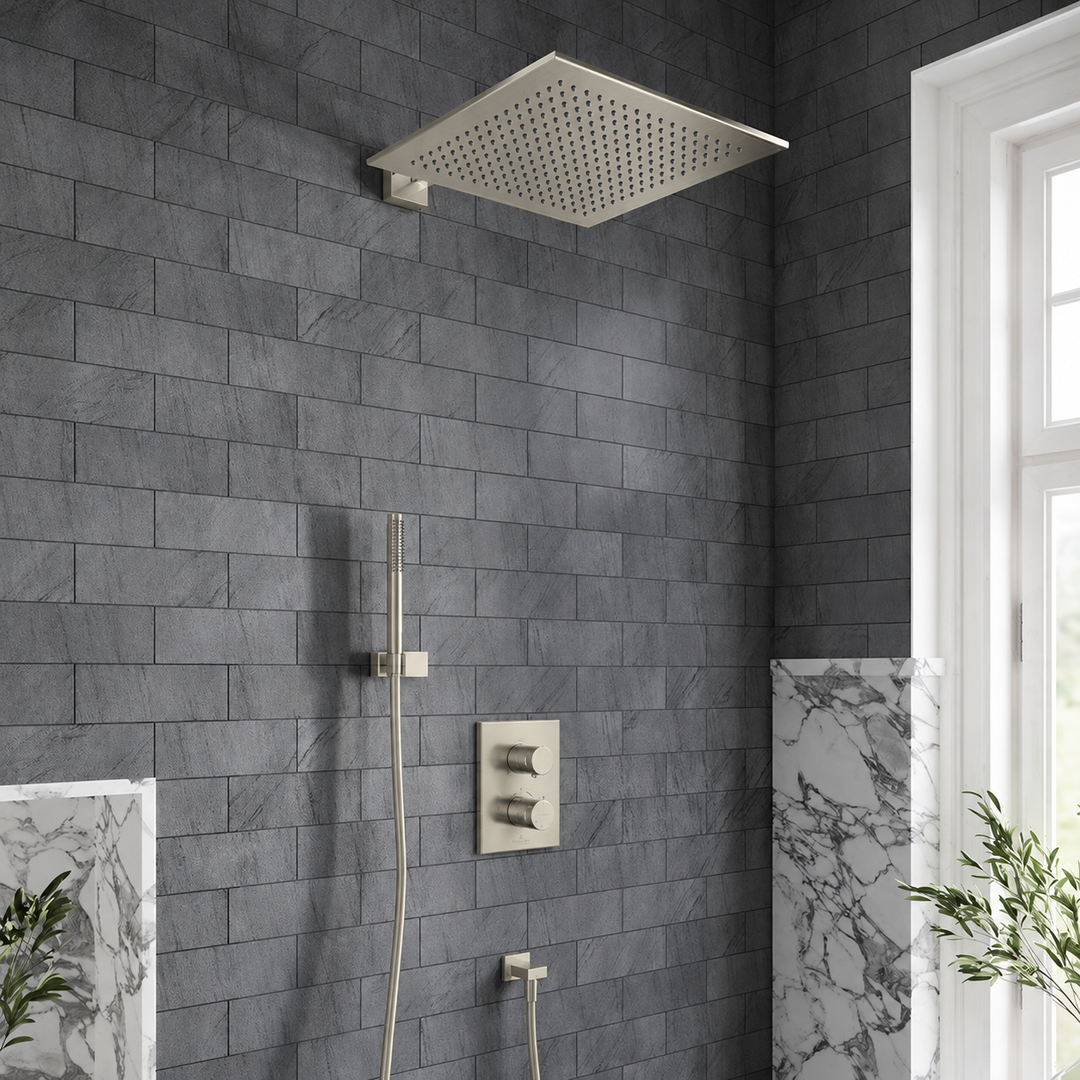 Villeroy & Boch Premium Square Complete Shower Set Brushed Nickel