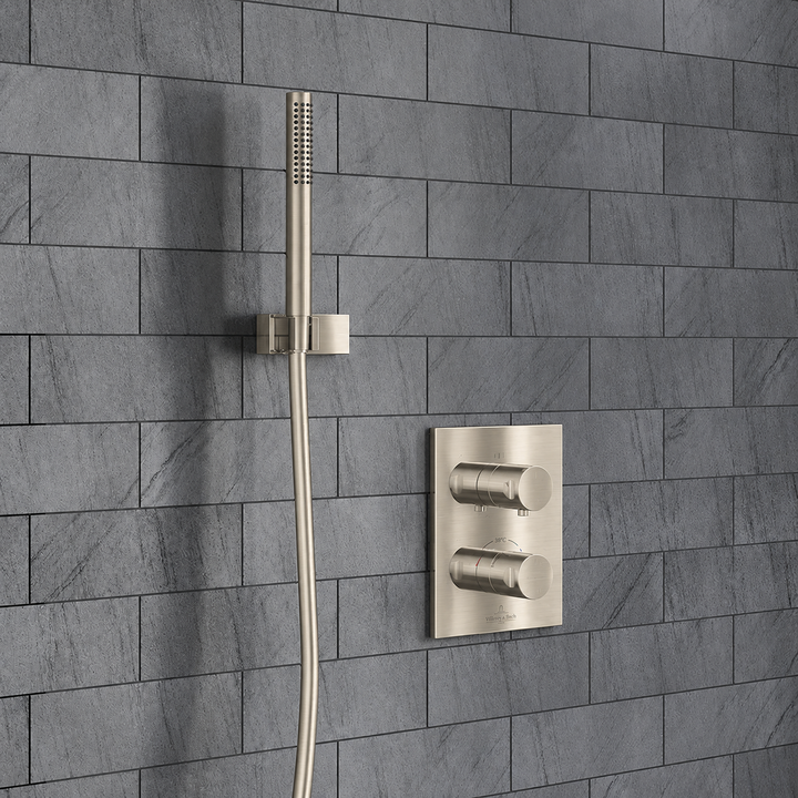 Villeroy & Boch Premium Square Complete Shower Set Brushed Nickel